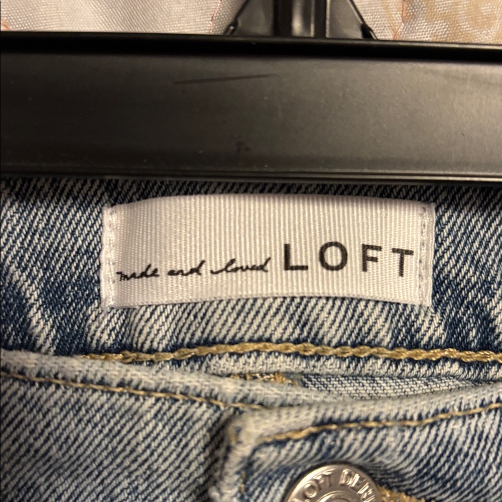 LOFT Light Blue Patchwork Straight Leg Jeans THE 90s Straight. Size 10 - Picture 2 of 3